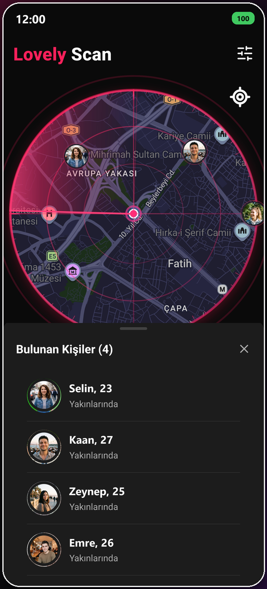 Yakındakiler ekranı