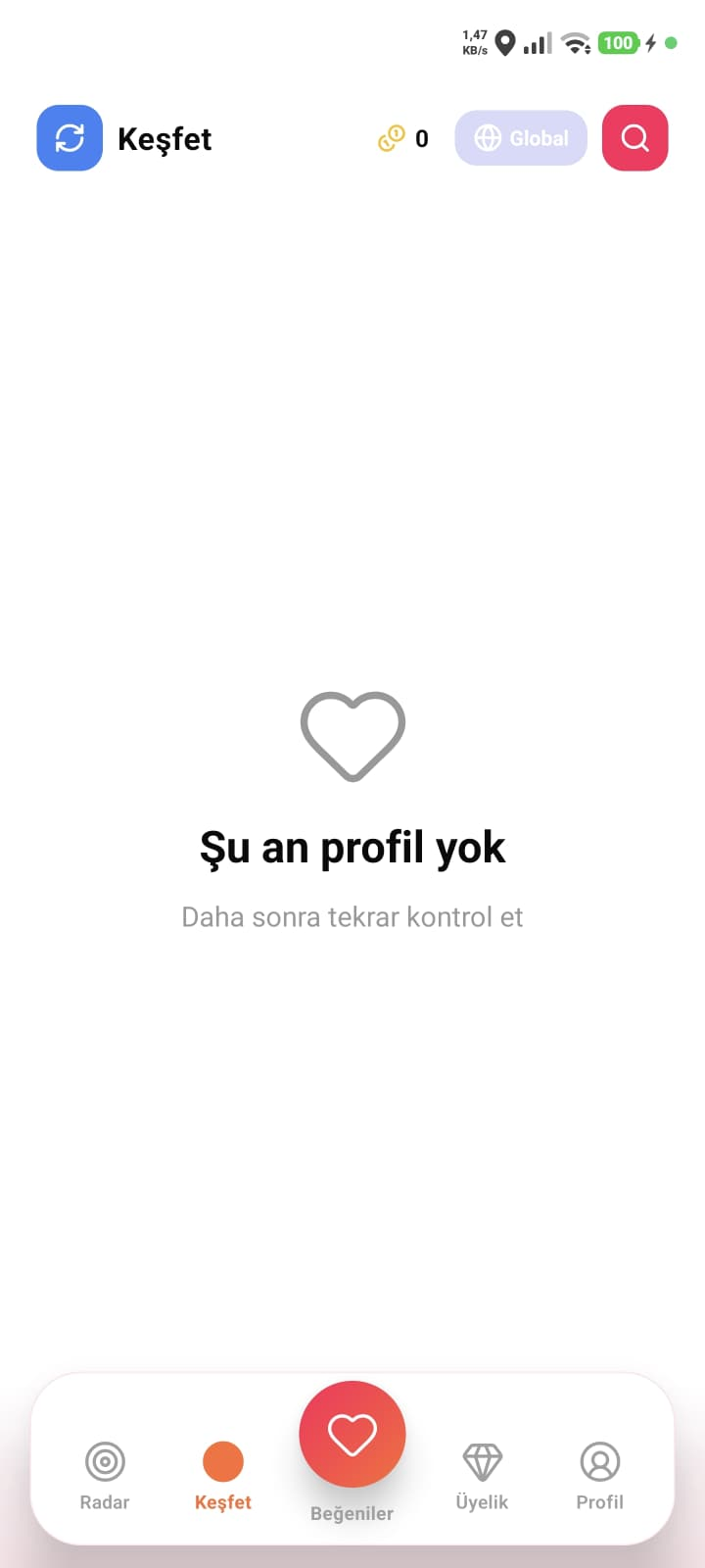 Keşfet ekranı